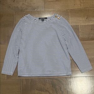 Brooks Brothers Girl’s Blue and White Striped Long Sleeve Tee